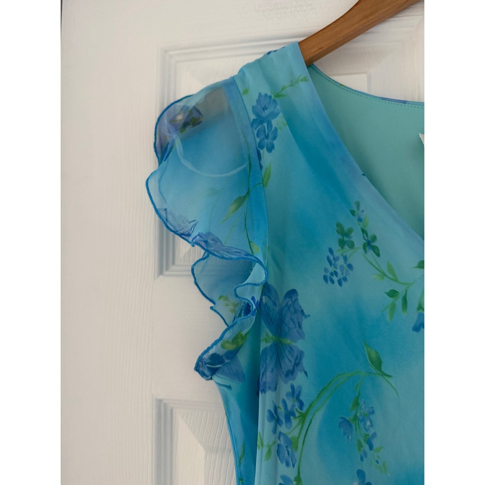 VTG 90s Butterfly Sheer Midi Dress Flutter Cap Sleeves fairycore whimsical - Picture 5 of 5